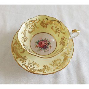 Paragon Vintage Double Warrant Yellow Floral Bone China Teacup And Saucer